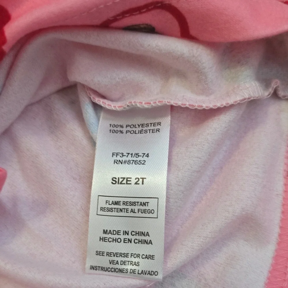 Disney Princess Moana Cinderella Belle Pink Fleece Pajama Set Girls 2T NWT